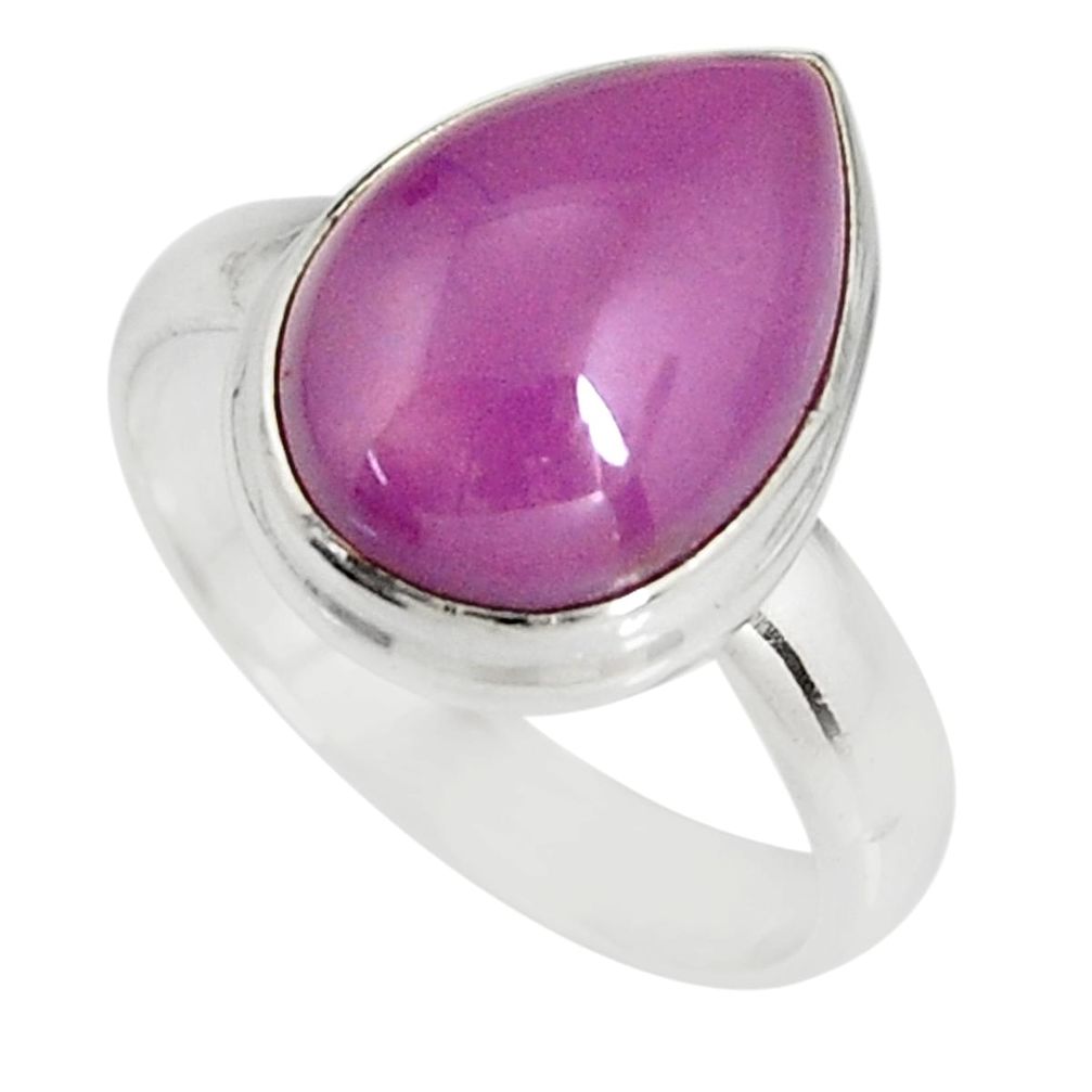 6.04cts natural purple phosphosiderite 925 silver solitaire ring size 7.5 r19381