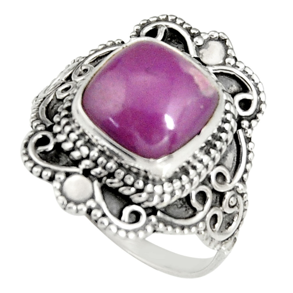 5.53cts natural purple phosphosiderite 925 silver solitaire ring size 8.5 r19487