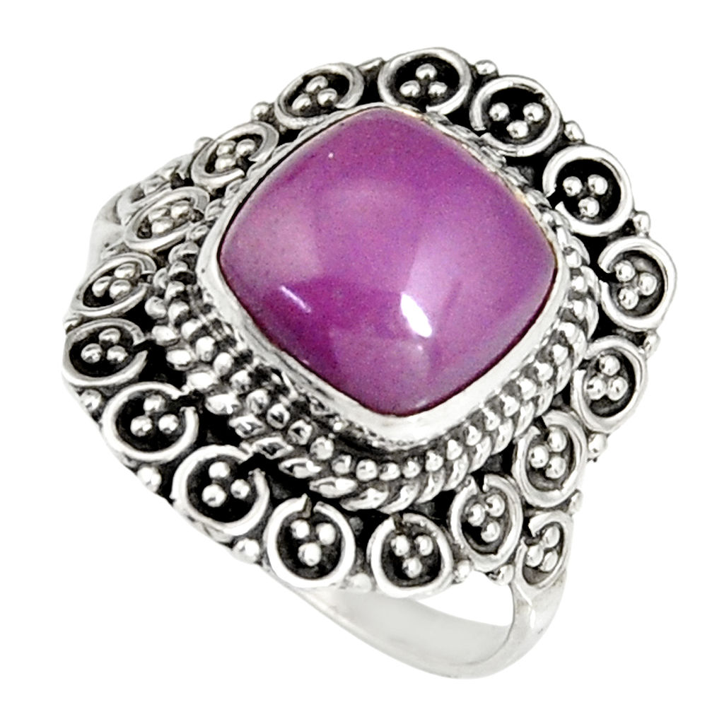 5.36cts natural purple phosphosiderite 925 silver solitaire ring size 8.5 r19493