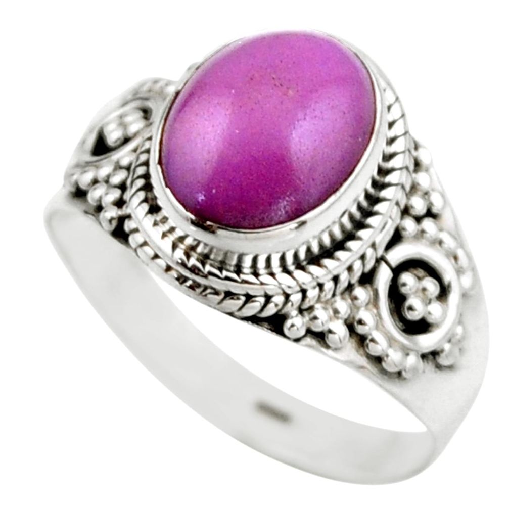 3.98cts natural purple phosphosiderite 925 silver solitaire ring size 7.5 r53312