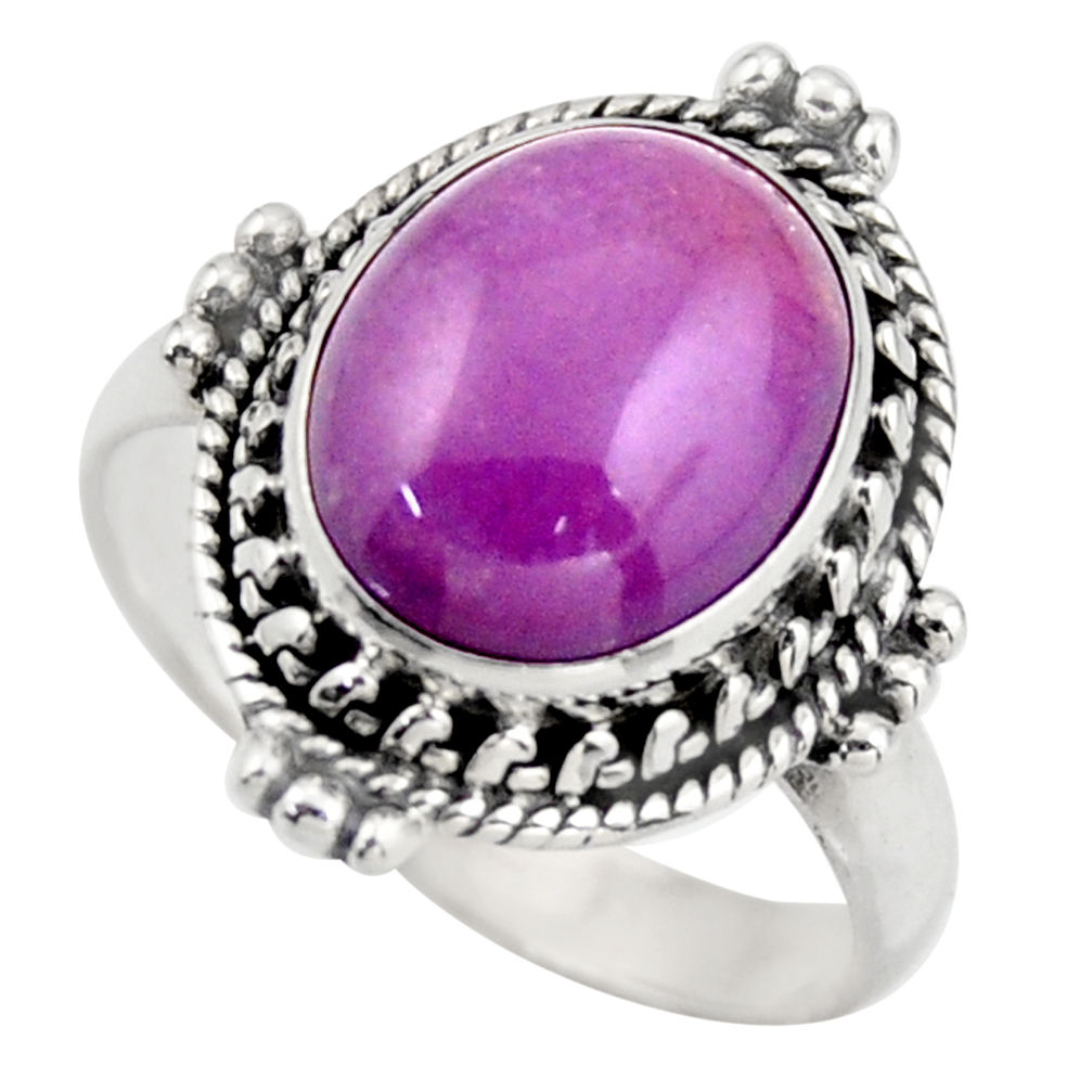 5.75cts natural purple phosphosiderite 925 silver solitaire ring size 8 d46345