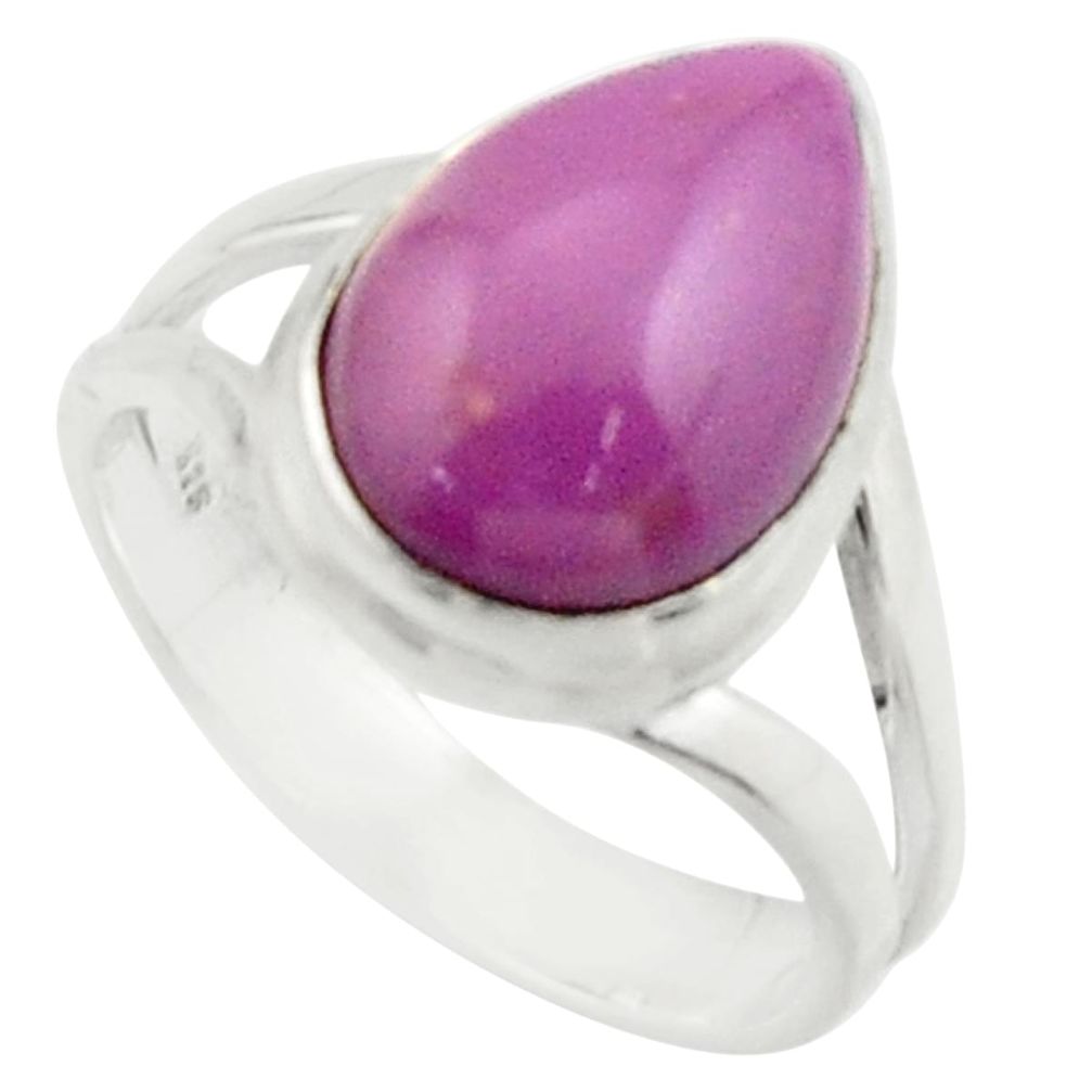 6.31cts natural purple phosphosiderite 925 silver solitaire ring size 8 r22189