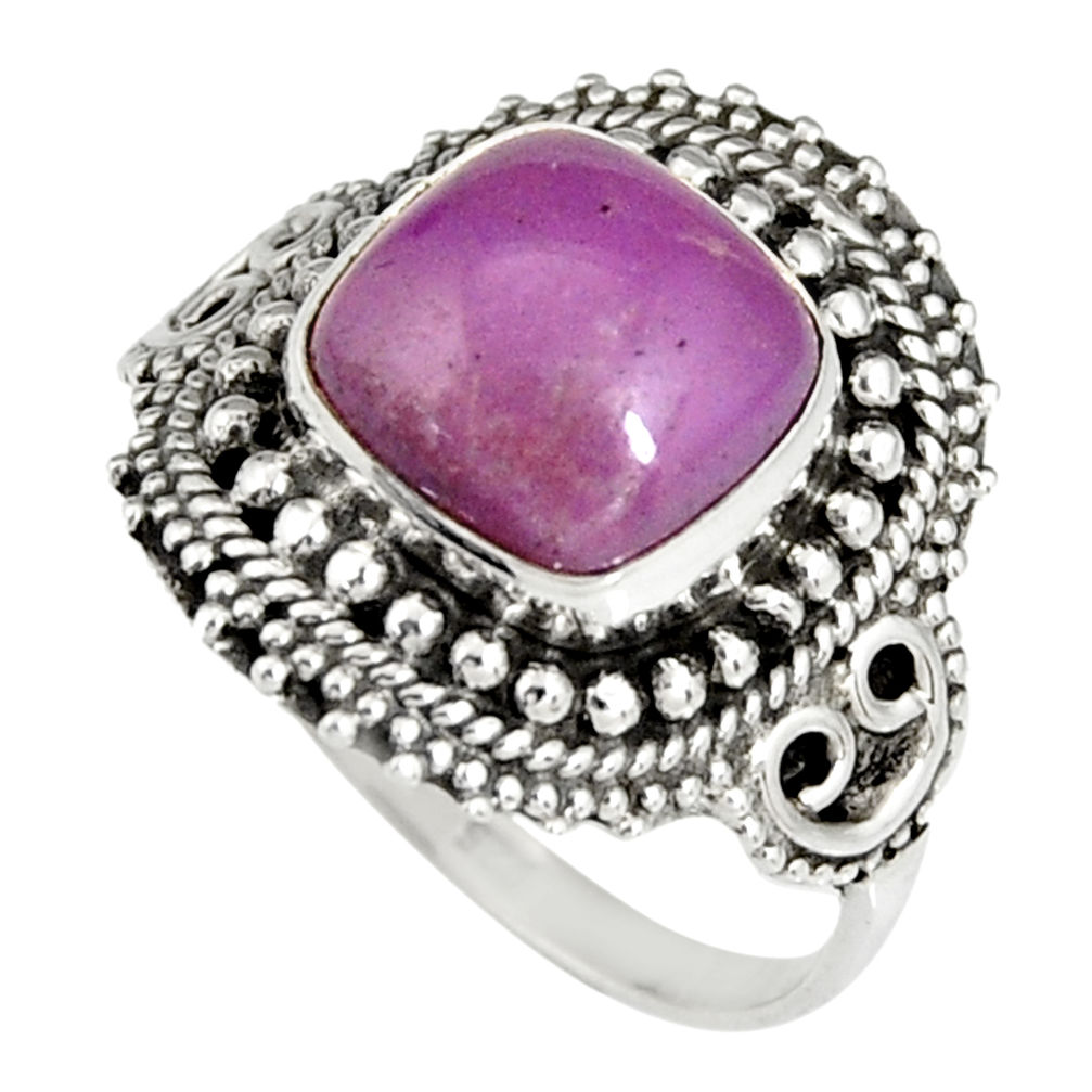 5.52cts natural purple phosphosiderite 925 silver solitaire ring size 9 r19485