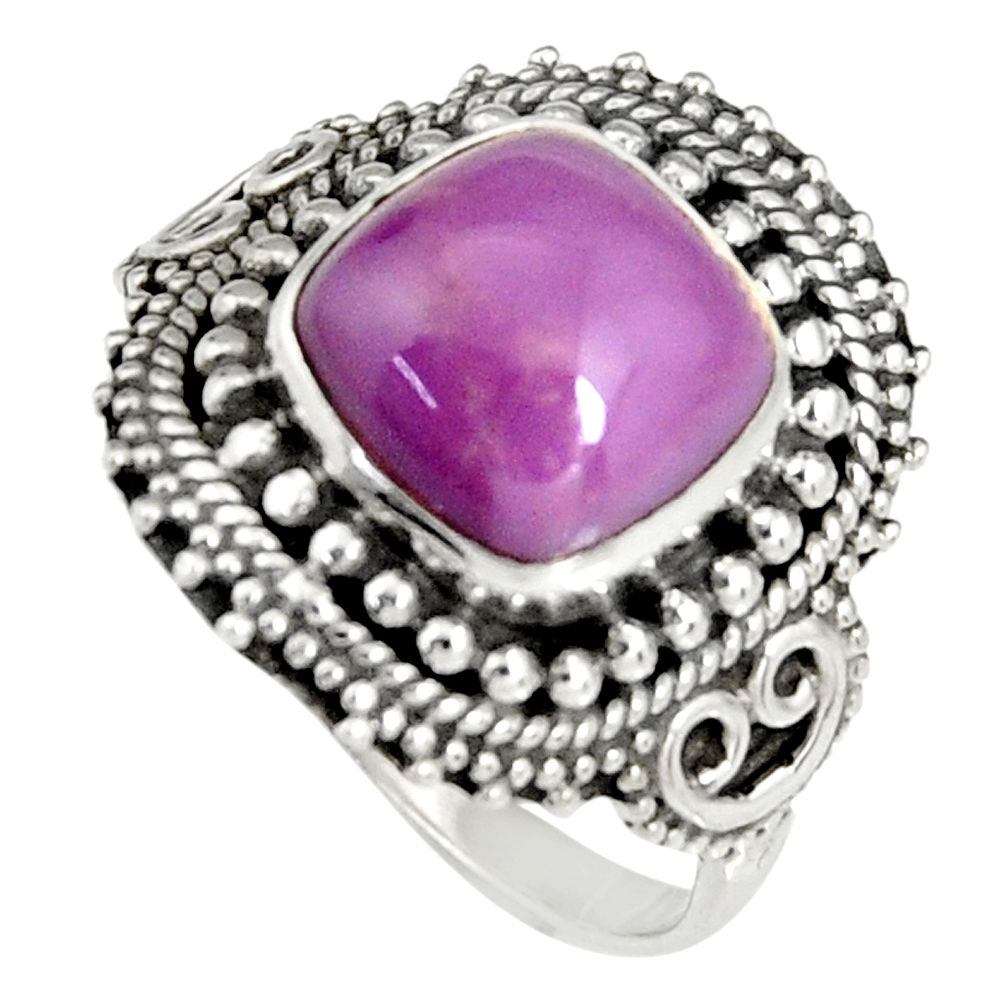 5.79cts natural purple phosphosiderite 925 silver solitaire ring size 9 r19488