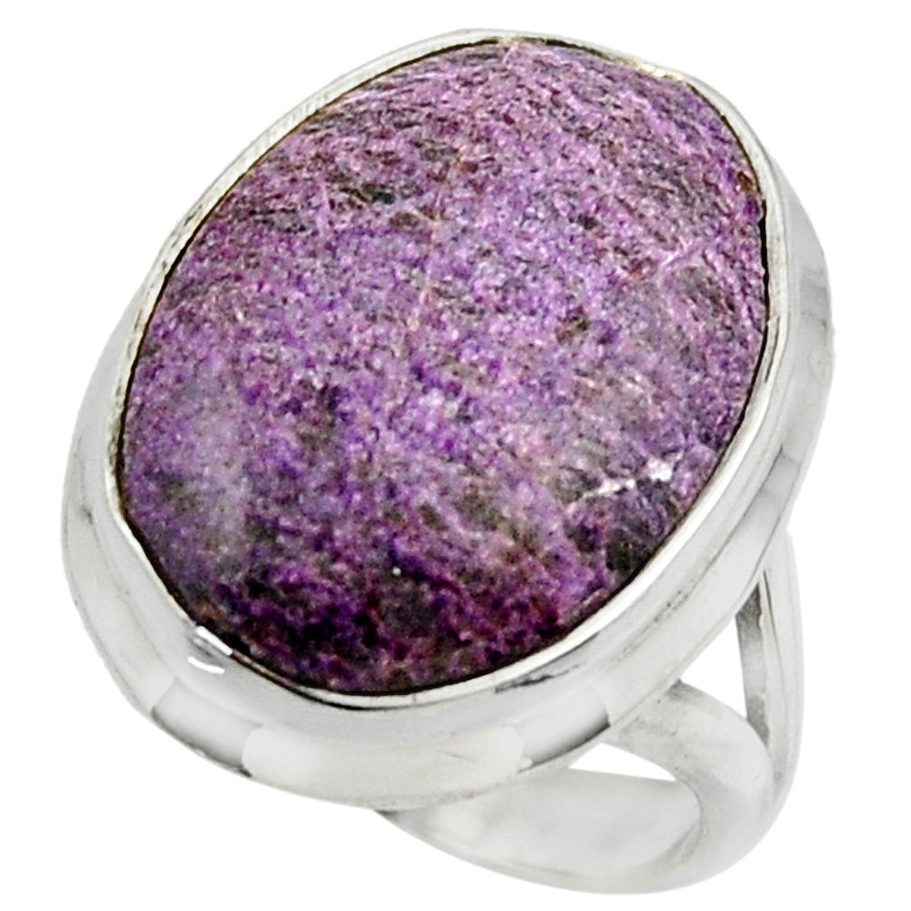 14.12cts natural purple purpurite 925 silver solitaire ring size 6.5 r28561