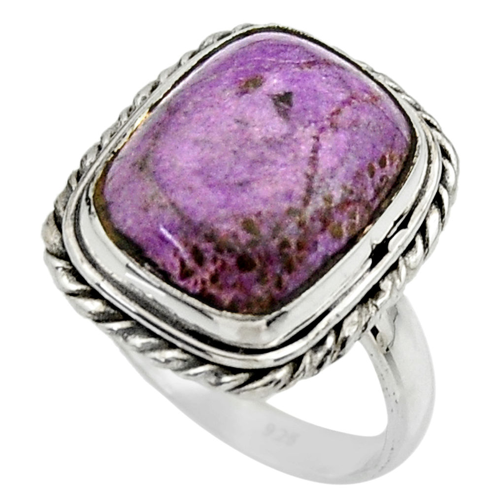 10.13cts natural purple purpurite 925 silver solitaire ring size 7.5 r28574