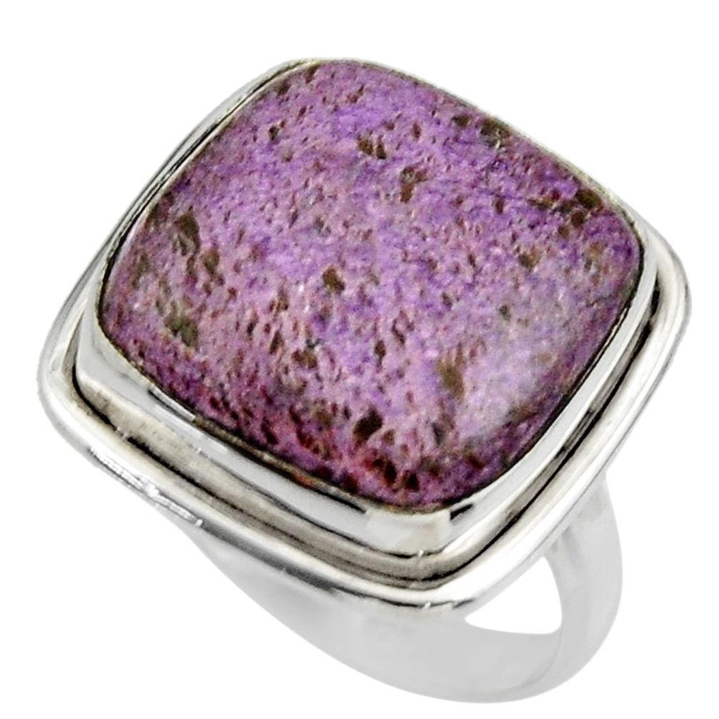 14.89cts natural purple purpurite 925 silver solitaire ring size 8.5 r28575