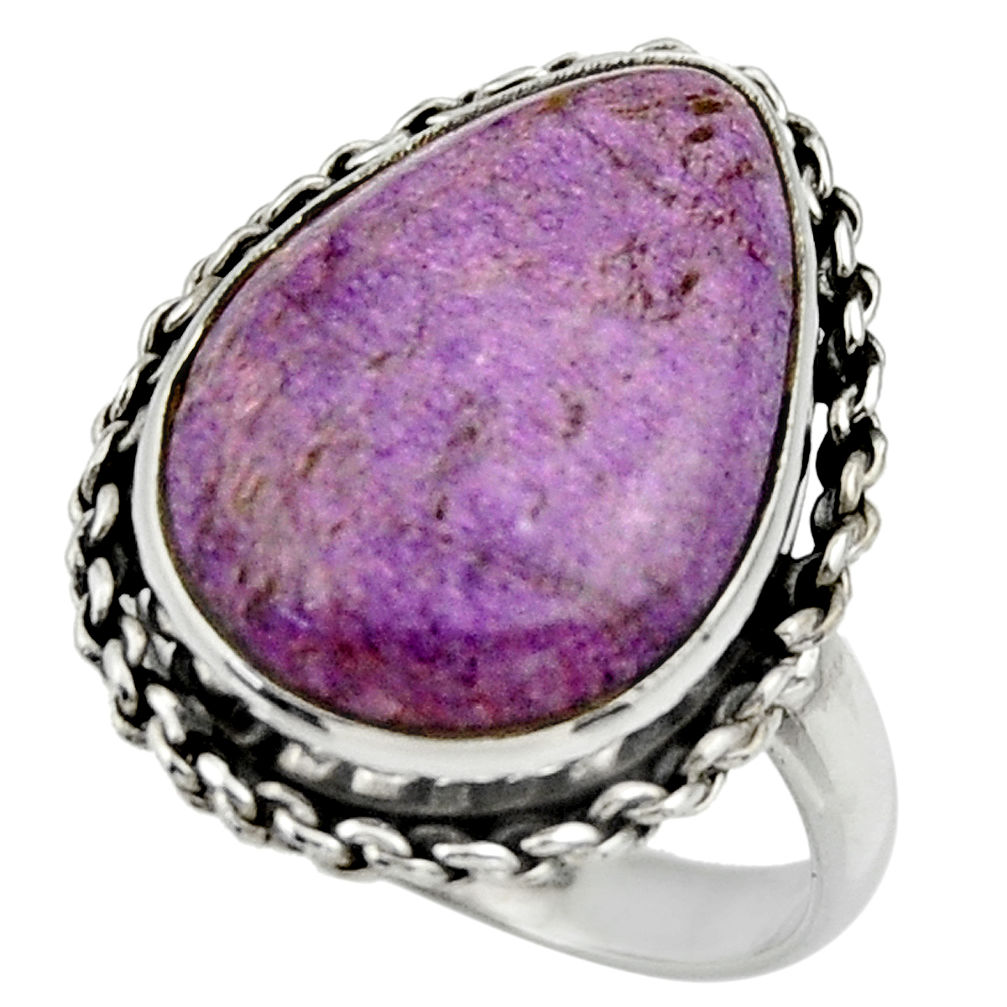 14.52cts natural purple purpurite 925 silver solitaire ring size 9.5 r28577