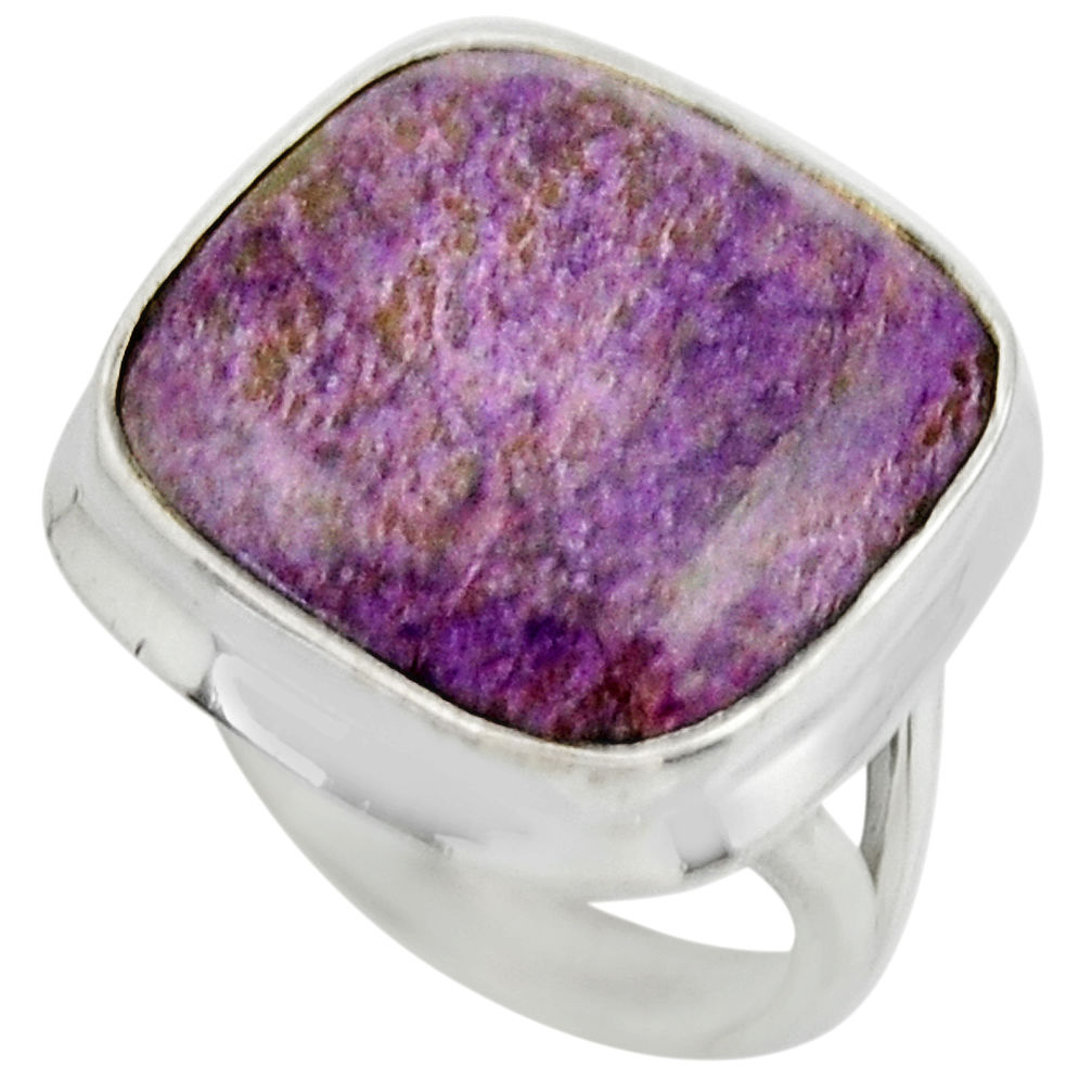 14.43cts natural purple purpurite 925 silver solitaire ring size 6.5 r28580