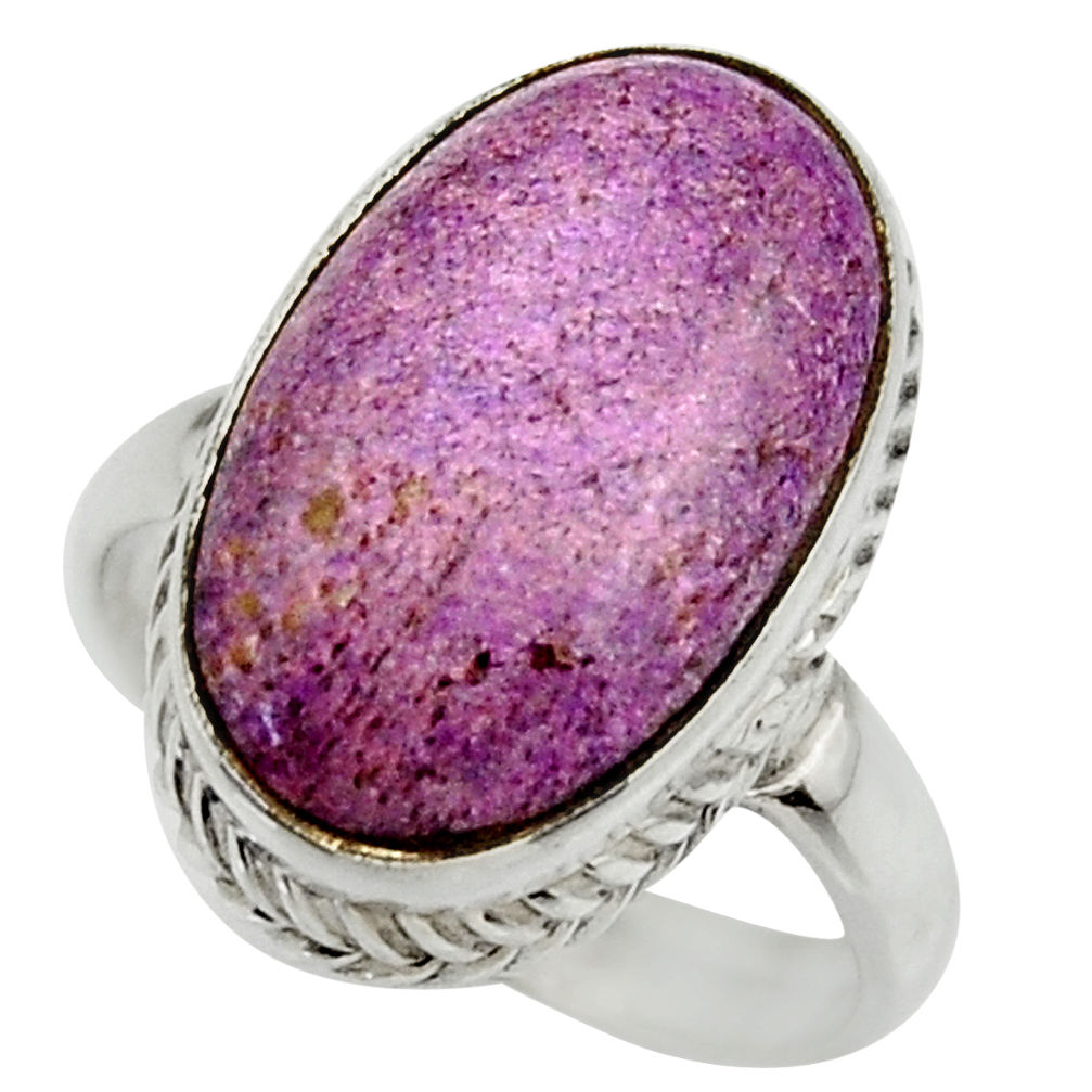 10.46cts natural purple purpurite 925 silver solitaire ring size 7.5 r28668