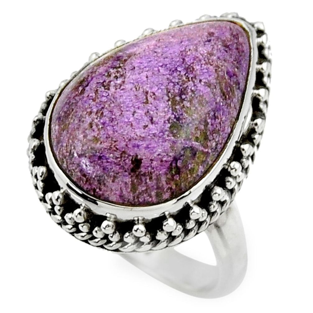 13.98cts natural purple purpurite 925 silver solitaire ring size 7 r28562