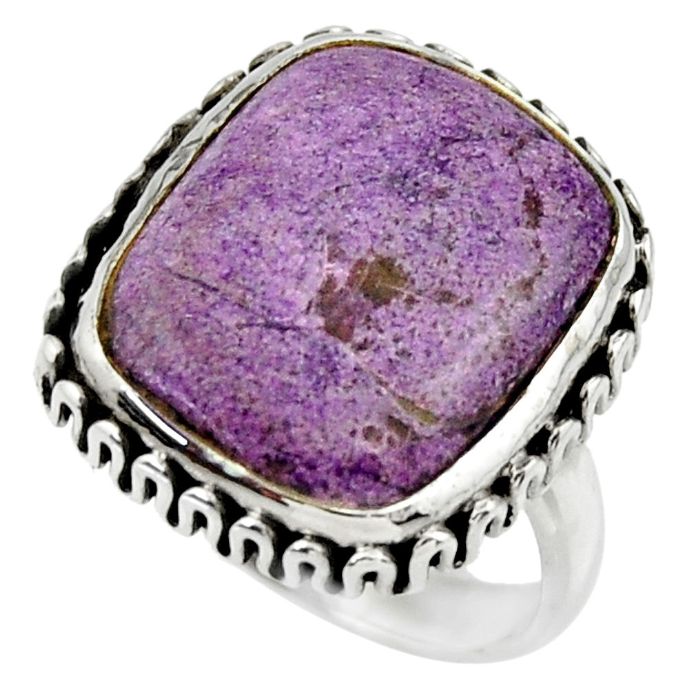 13.72cts natural purple purpurite 925 silver solitaire ring size 8 r28570