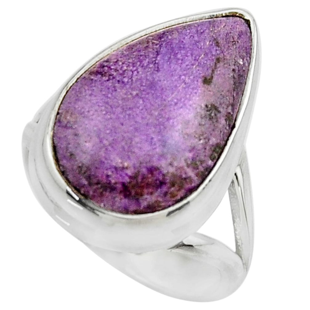 13.60cts natural purple purpurite 925 silver solitaire ring size 8 r28571