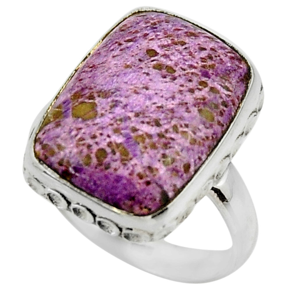13.47cts natural purple purpurite 925 silver solitaire ring size 8 r28572