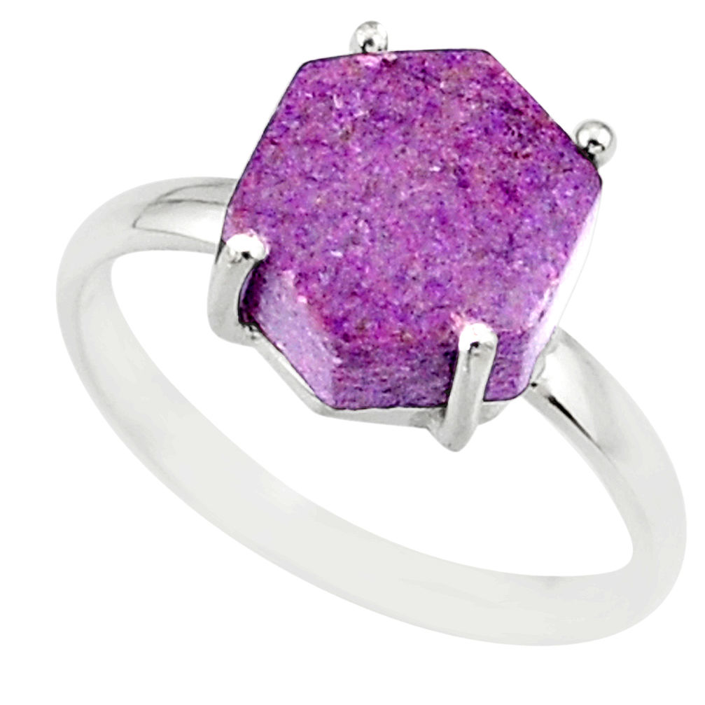 4.91cts natural purple purpurite stichtite silver solitaire ring size 9 r81948