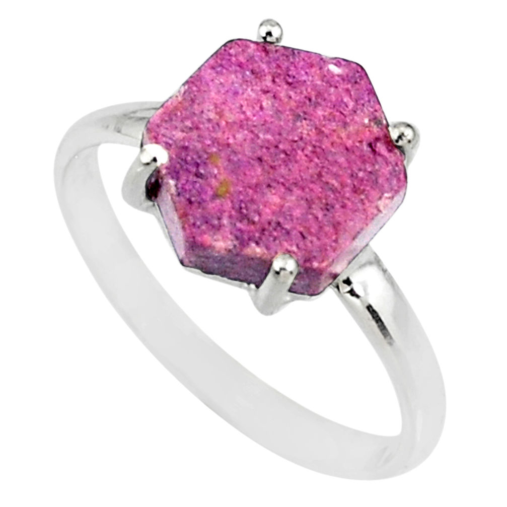 4.57cts natural purple purpurite stichtite silver solitaire ring size 9 r82043