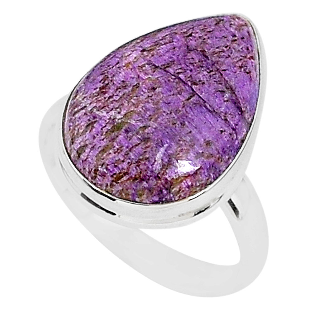 12.18cts natural purple purpurite stichtite silver solitaire ring size 9 r95596