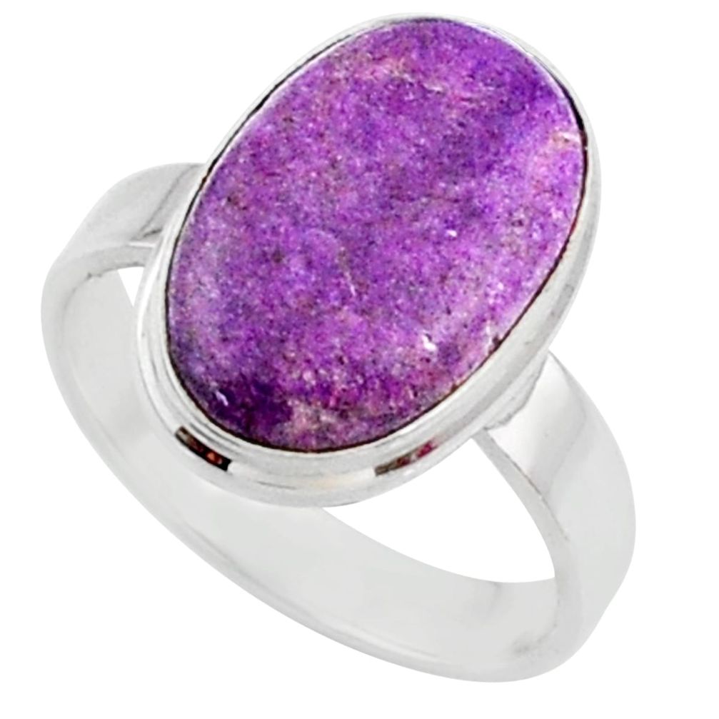 7.62cts natural purple stichtite 925 silver solitaire ring jewelry size 8 r66335