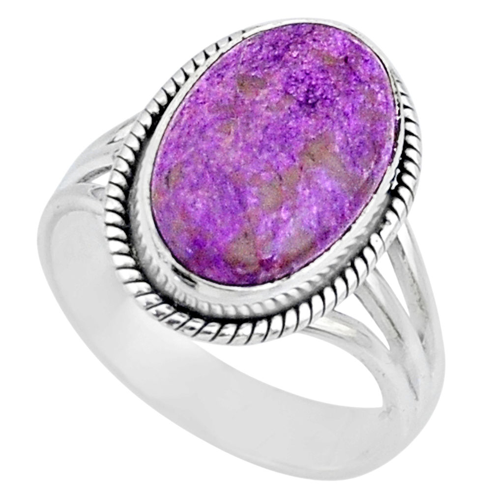 8.21cts natural purple stichtite 925 silver solitaire ring jewelry size 9 r63572