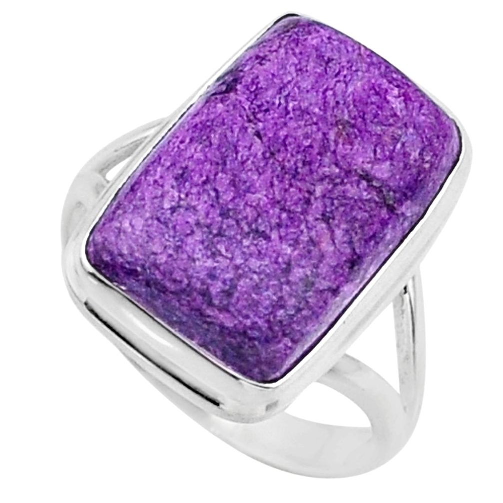 13.70cts natural purple stichtite 925 silver solitaire ring size 9.5 r66145