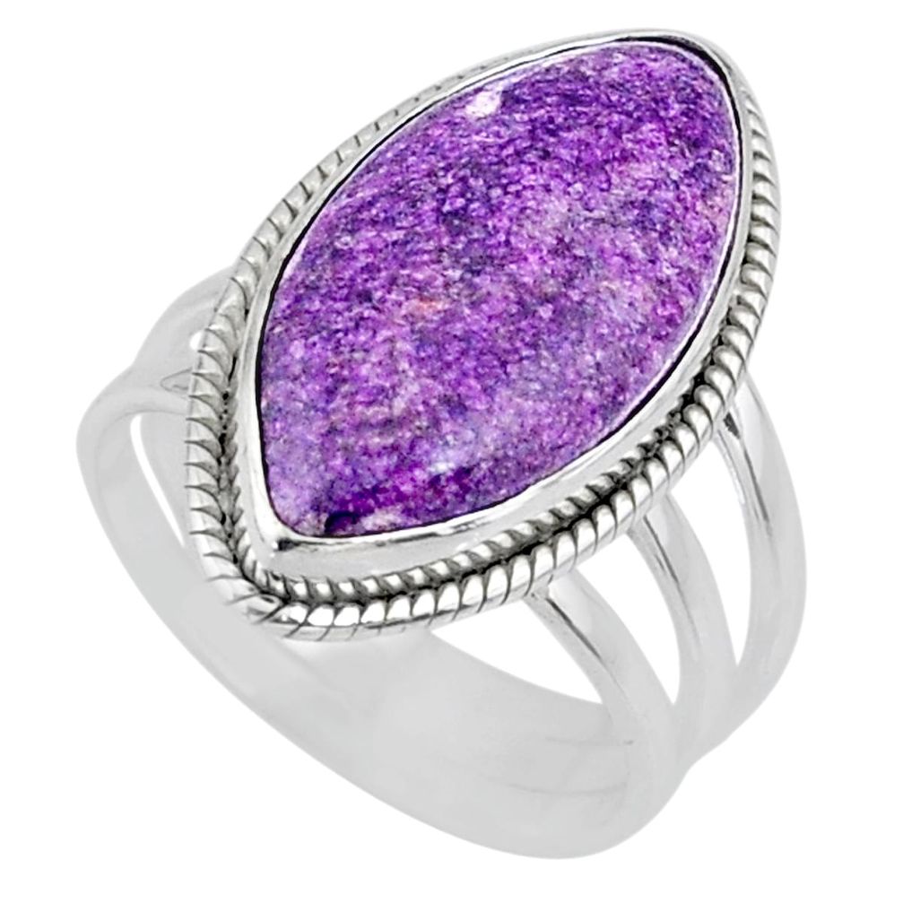 13.87cts natural purple stichtite 925 silver solitaire ring size 8 r63580