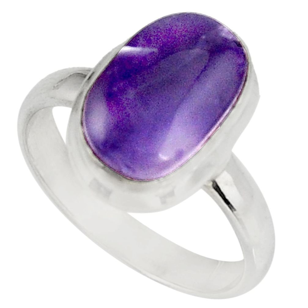 5.16cts natural purple sugilite 925 silver solitaire ring jewelry size 8 d39074