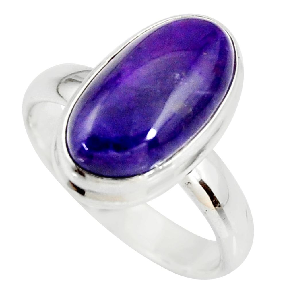 5.79cts natural purple sugilite 925 silver solitaire ring size 8.5 r34385