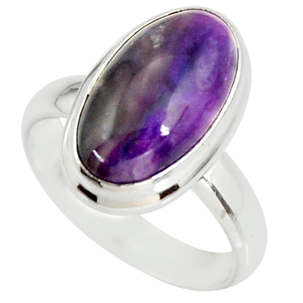 6.03cts natural purple sugilite 925 silver solitaire ring size 7.5 r34386