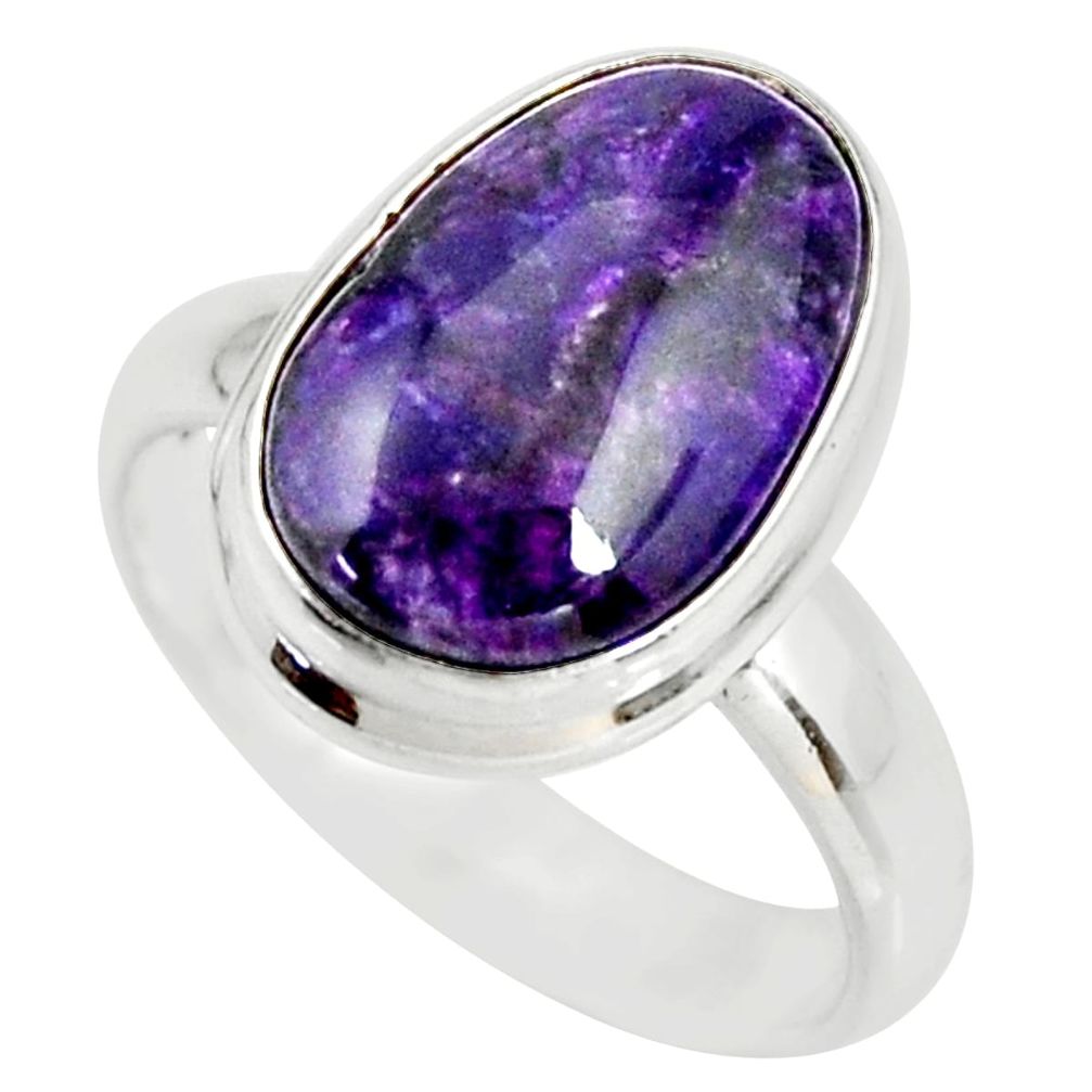 4.92cts natural purple sugilite 925 silver solitaire ring size 6.5 r34395