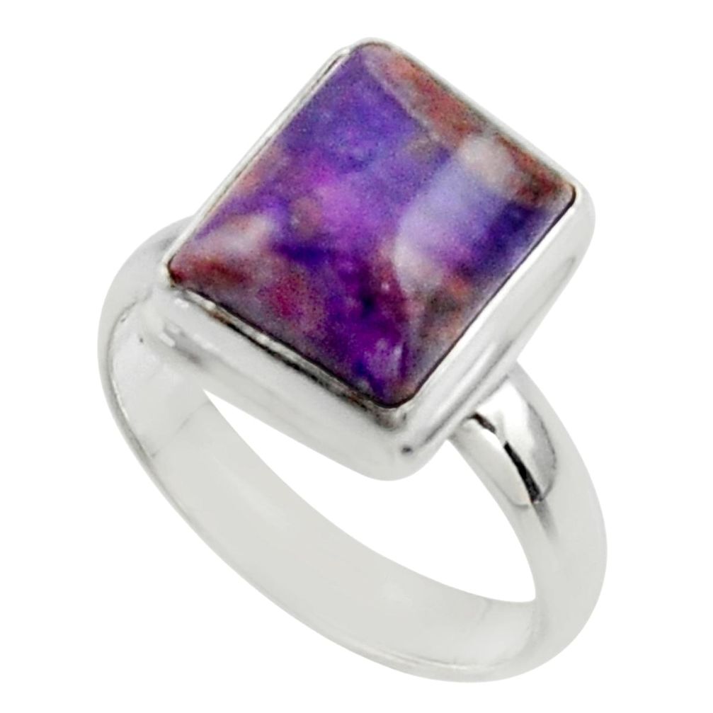 5.52cts natural purple sugilite 925 sterling silver ring jewelry size 7.5 r45014