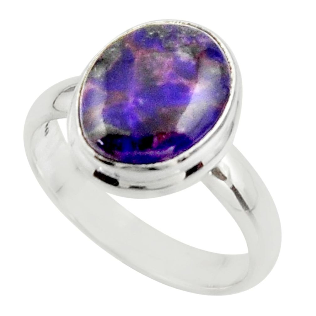5.31cts natural purple sugilite 925 sterling silver ring jewelry size 8.5 r45016