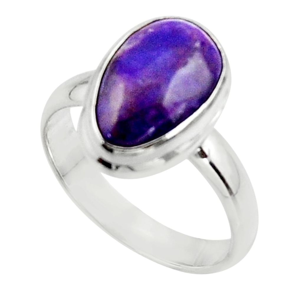 5.32cts natural purple sugilite 925 sterling silver ring jewelry size 8.5 r45017