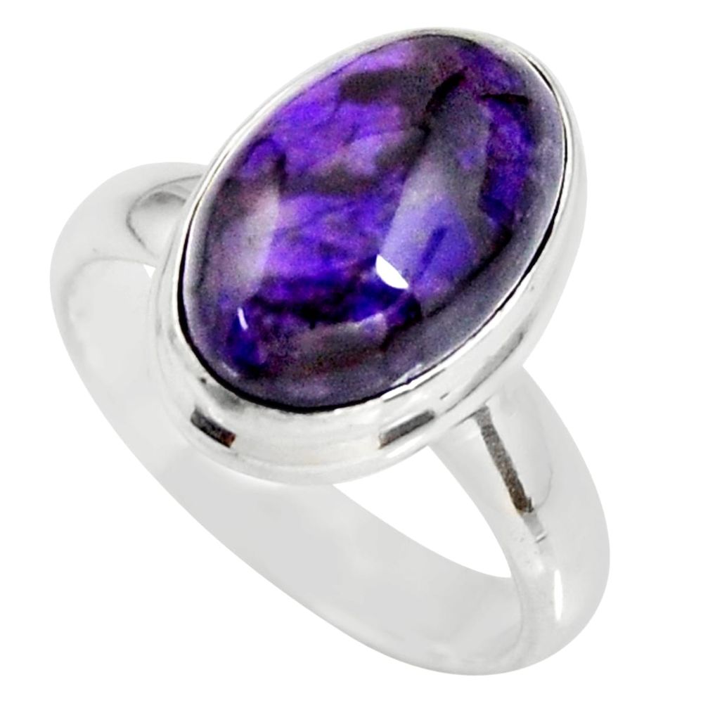6.02cts natural purple sugilite 925 sterling silver solitaire ring size 7 r34383