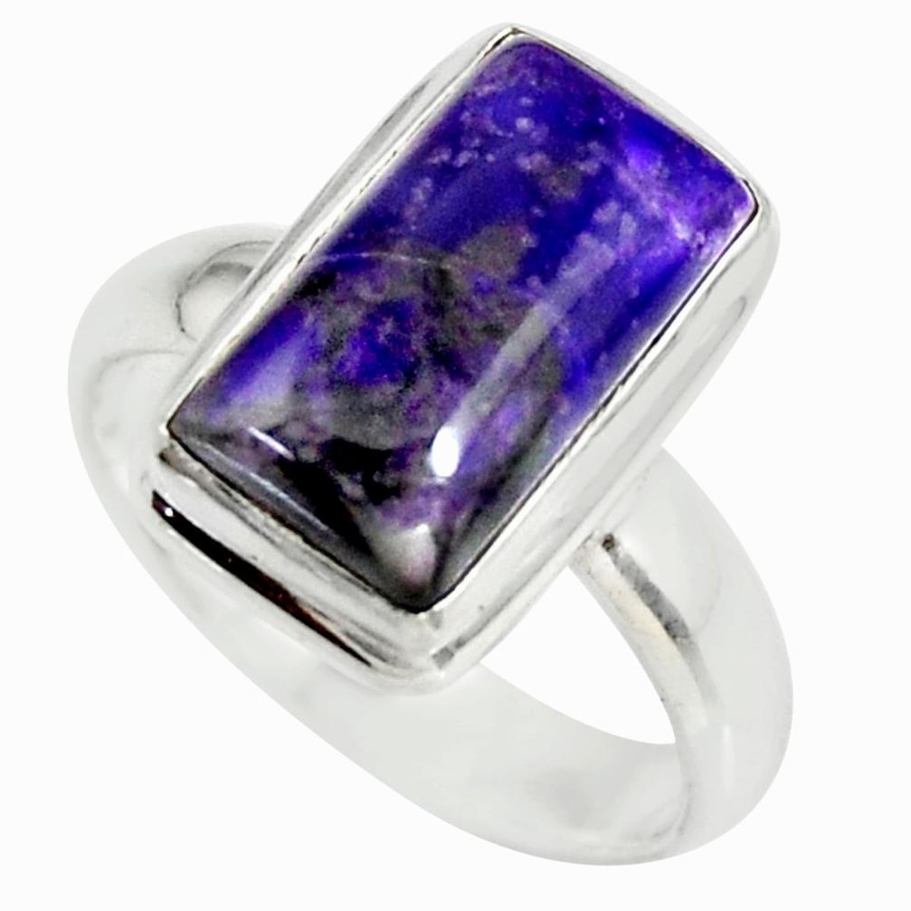 4.73cts natural purple sugilite 925 sterling silver solitaire ring size 7 r34388