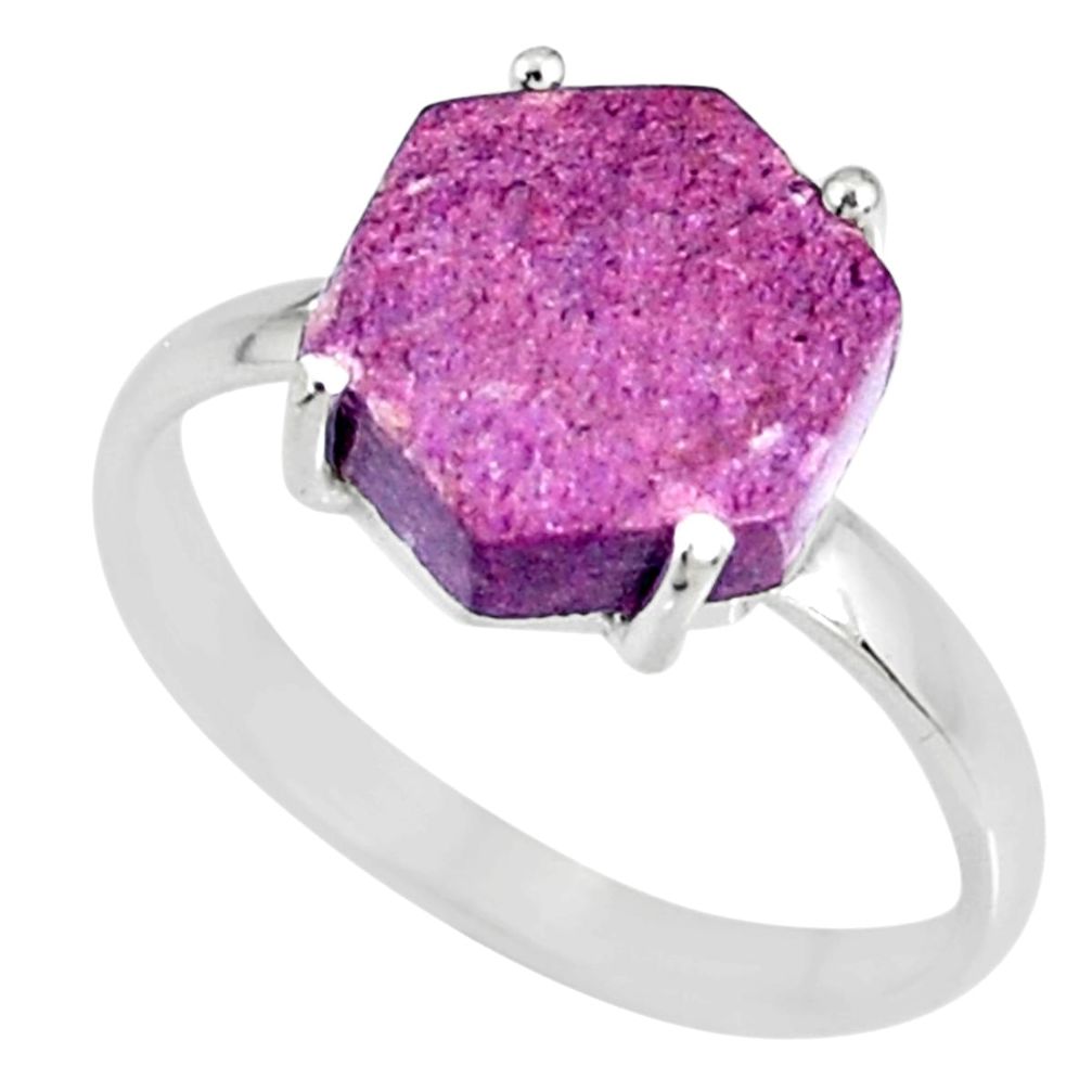 4.57cts natural purpurite stichtite 925 silver solitaire ring size 8 r82041