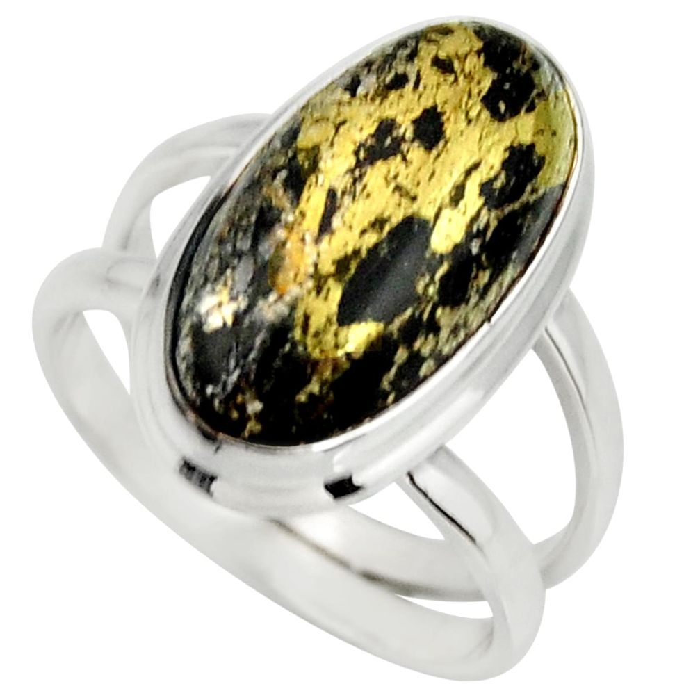 5.97cts natural pyrite in magnetite 925 silver solitaire ring size 6.5 r27229