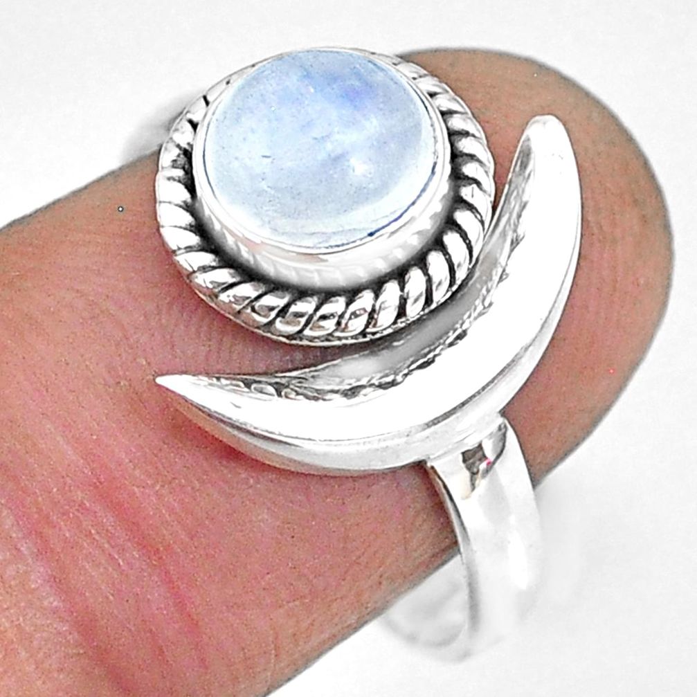 2.37cts natural rainbow moonstone 925 silver adjustable moon ring size 9 r89638