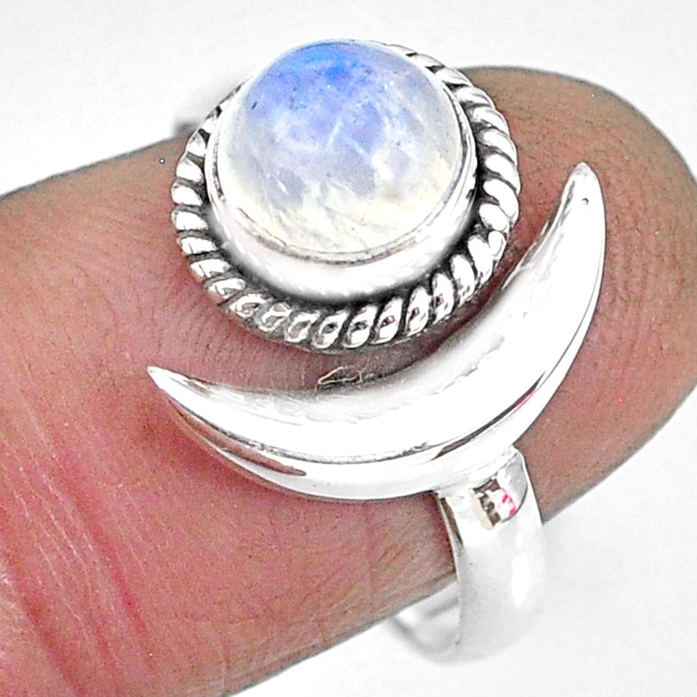2.42cts natural rainbow moonstone 925 silver adjustable moon ring size 9 r89640