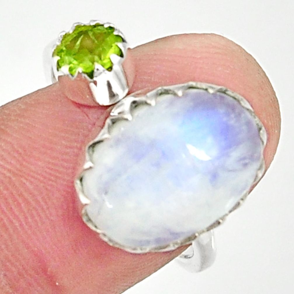 7.28cts natural rainbow moonstone 925 silver adjustable ring size 7.5 r33349