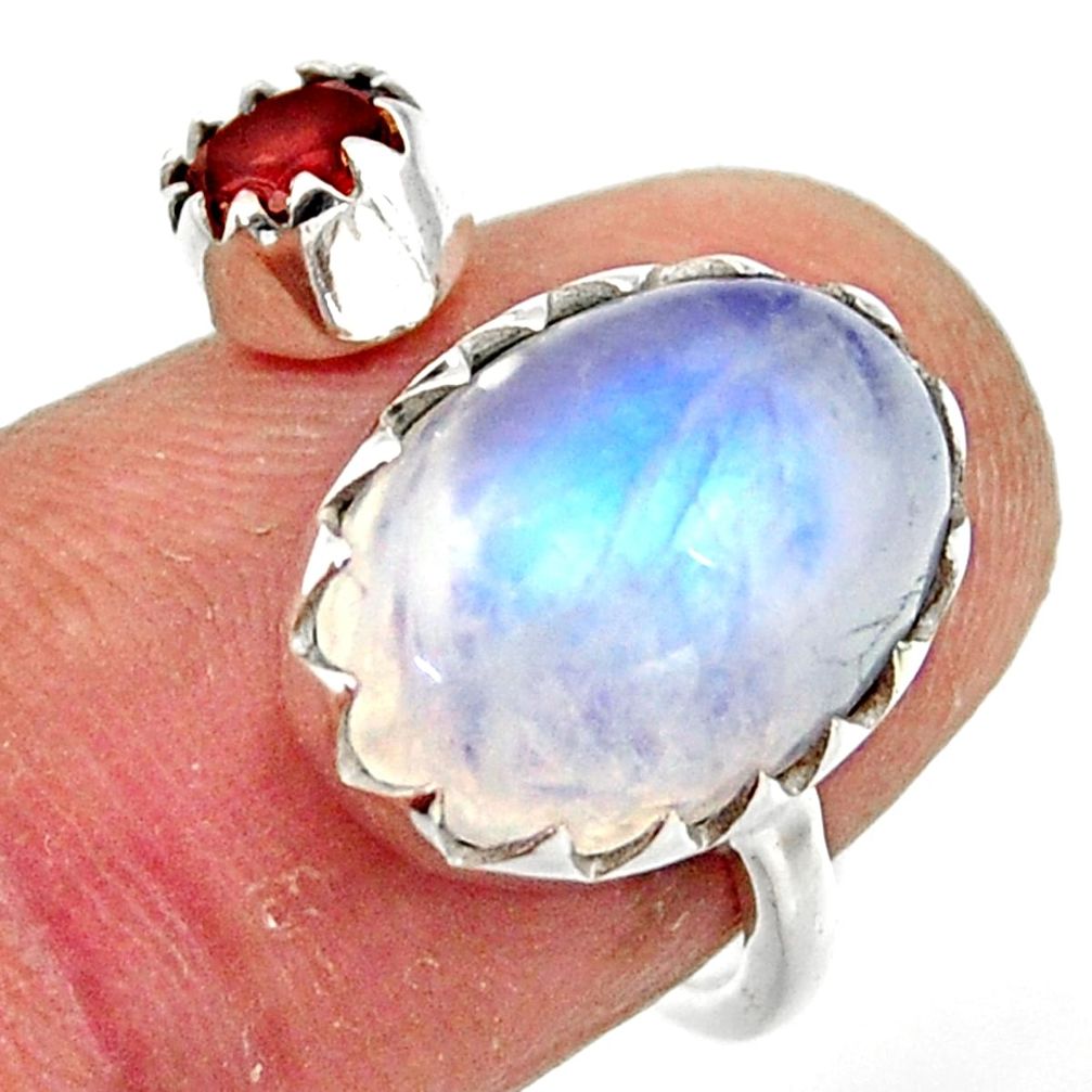 6.95cts natural rainbow moonstone 925 silver adjustable ring size 7.5 r45034