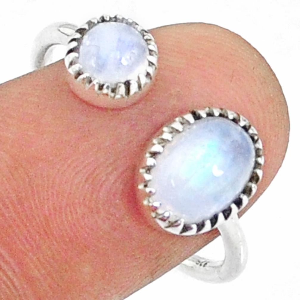 2.75cts natural rainbow moonstone 925 silver adjustable ring size 8.5 r68918