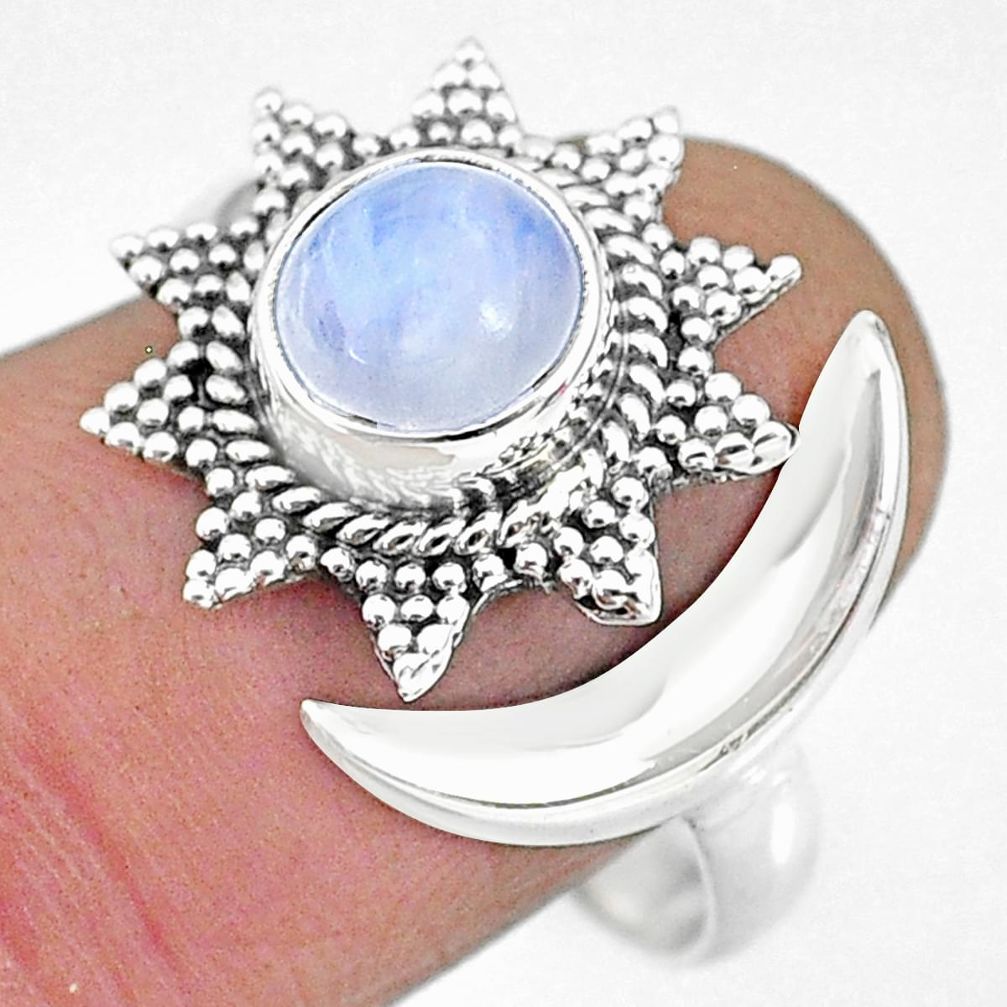 2.65cts natural rainbow moonstone 925 silver moon ring size 9.5 r89837