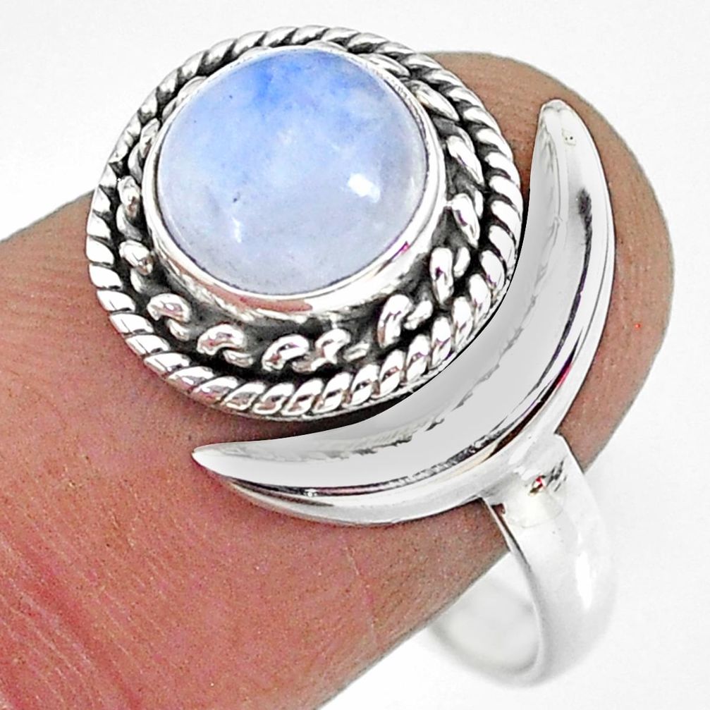 2.95cts natural rainbow moonstone 925 silver moon ring size 10 r89757