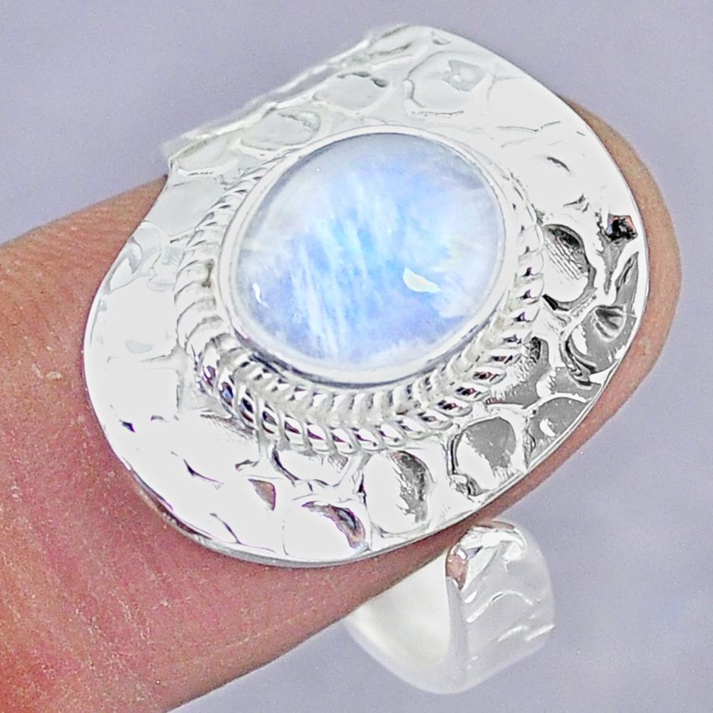 4.45cts natural rainbow moonstone 925 silver adjustable ring size 10 r90660