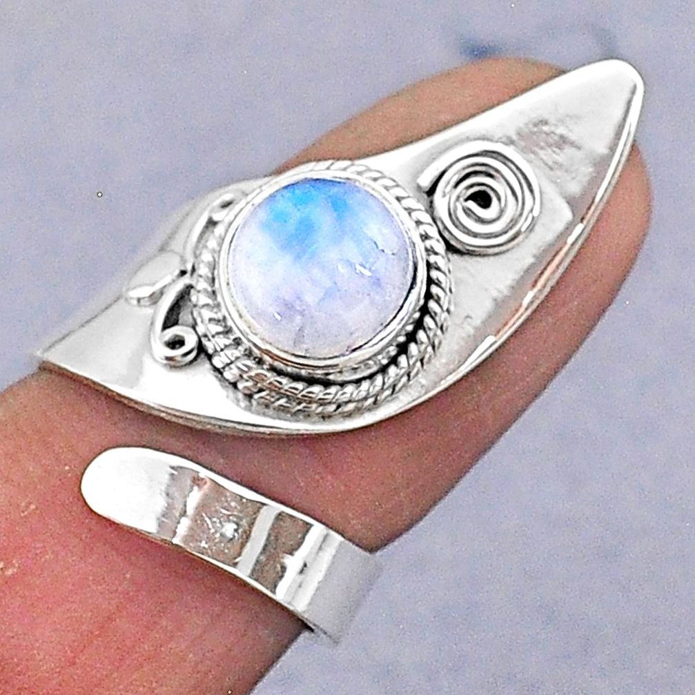 3.20cts natural rainbow moonstone 925 silver adjustable ring size 5 t8577