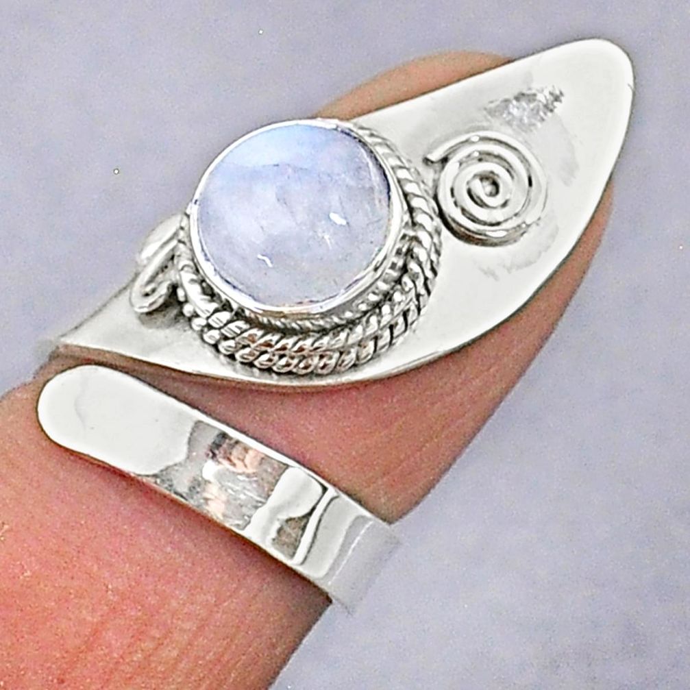 3.01cts natural rainbow moonstone 925 silver adjustable ring size 5 t8612