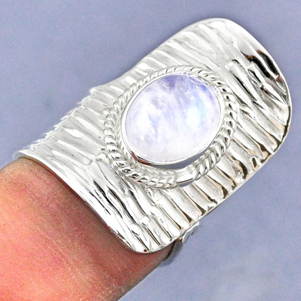 4.06cts natural rainbow moonstone 925 silver adjustable ring size 6 r63280