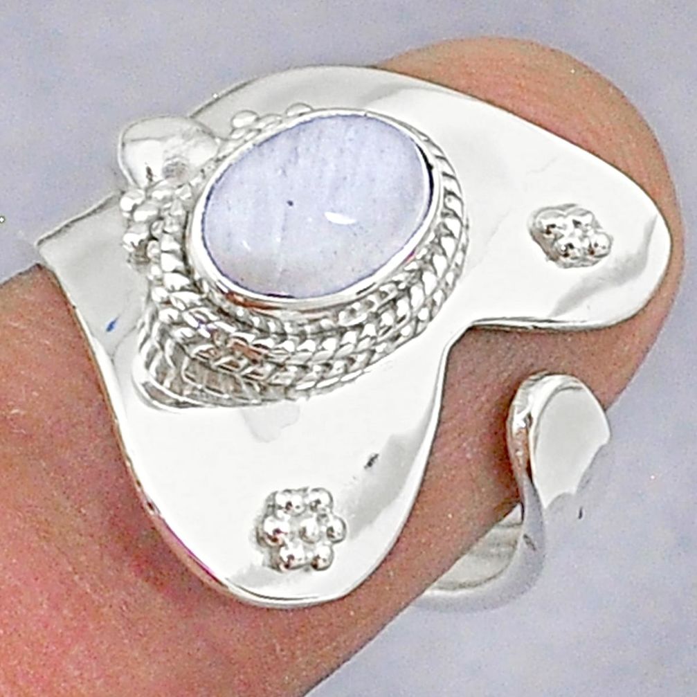 2.21cts natural rainbow moonstone 925 silver adjustable ring size 6 t8603