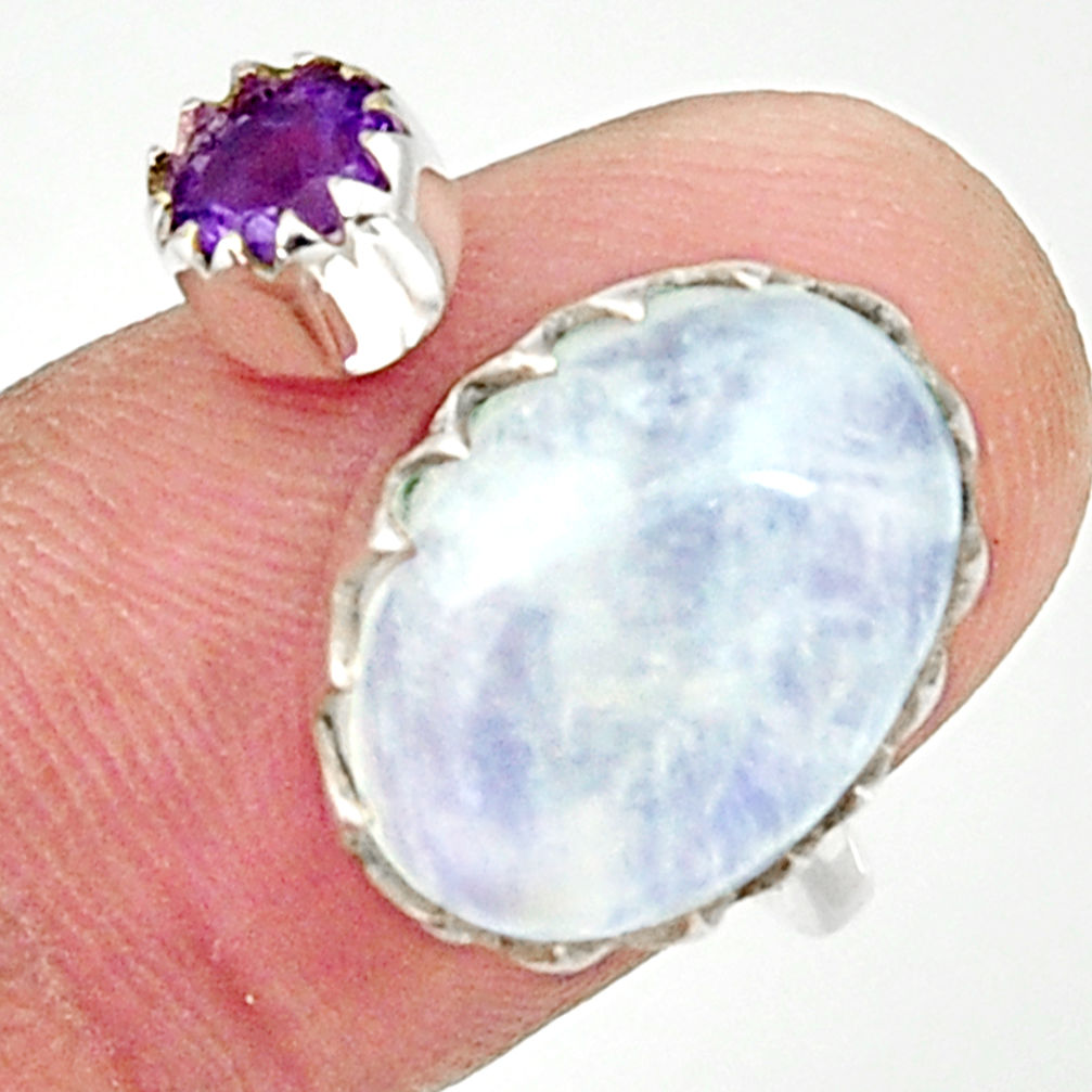 7.22cts natural rainbow moonstone 925 silver adjustable ring size 7 r33352