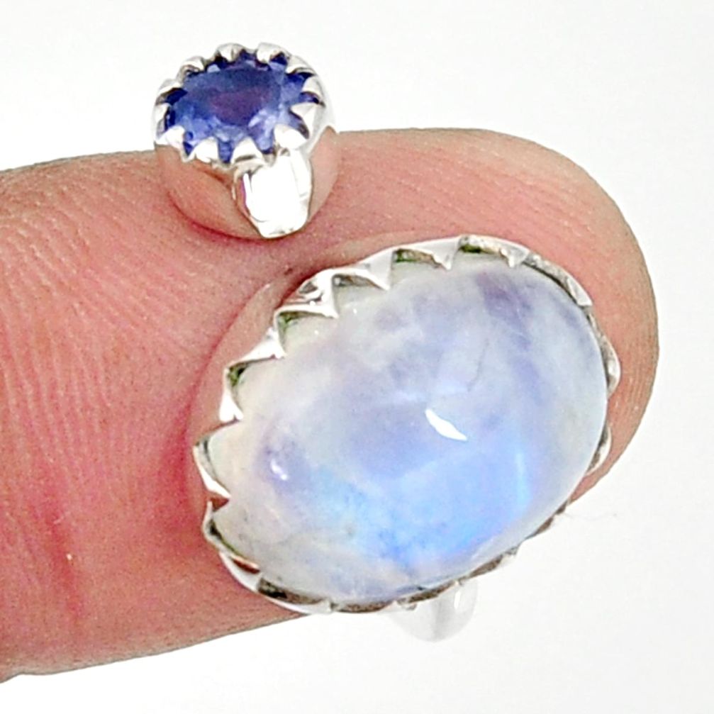 7.62cts natural rainbow moonstone 925 silver adjustable ring size 7 r33356